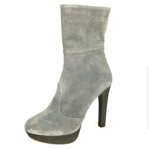 BCBGMaxAzria Aubrey Grey Leather Heeled Boots 7